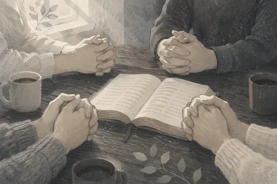 Adult Church Fellowship Prayer Circle Close-Up
