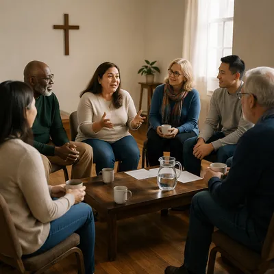 Adults Gathering in Church Meeting Room