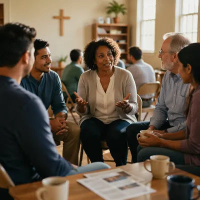 Church Community Group Meeting in Bright Room