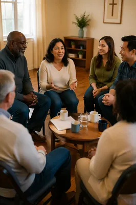Adults Gathering in Church Meeting Room