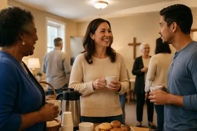 Church Fellowship Gathering in Bright Meeting Room