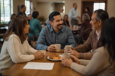 Welcoming Community Gathering Around Wooden Table