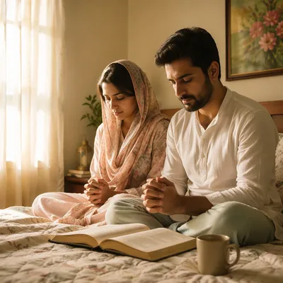 South Asian Couple in Morning Prayer