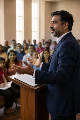 Pastor Preaching to Engaged Congregation
