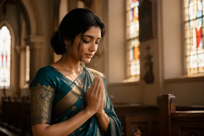 South Asian Woman Praying in Church