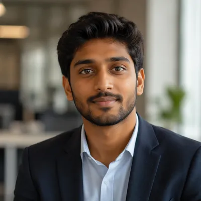 Young South Asian Professional Office Headshot