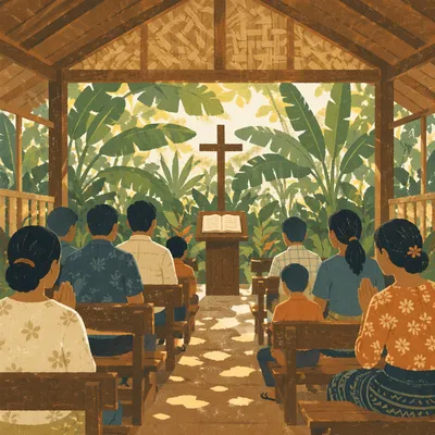 Southeast Asian Church Service in Tropical Chapel
