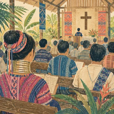 Southeast Asian Church Service in Tropical Chapel