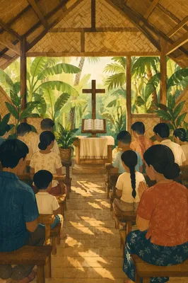 Southeast Asian Church Service in Tropical Chapel