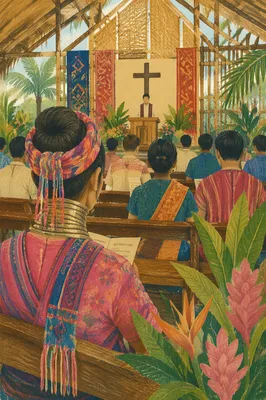 Southeast Asian Church Service in Tropical Chapel