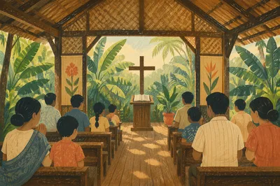Southeast Asian Church Service in Tropical Chapel