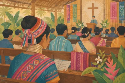 Southeast Asian Church Service in Tropical Chapel