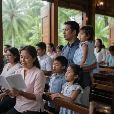 Southeast Asian Church Service in Tropical Chapel
