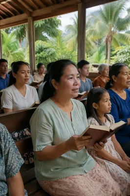 Southeast Asian Church Service in Tropical Chapel