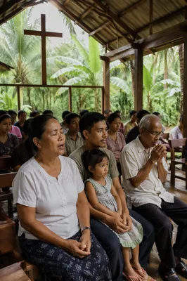 Open Air Church Service in Tropics