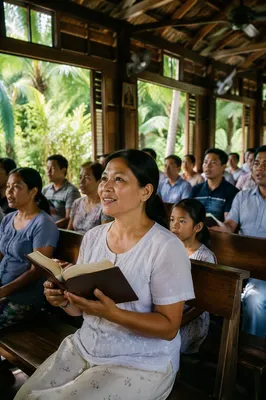 Southeast Asian Church Service in Tropical Chapel