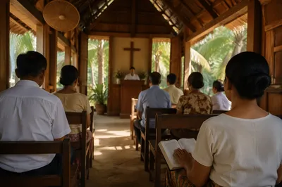Tropical Southeast Asian Church Service Morning