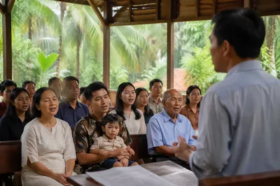Southeast Asian Church Service in Tropical Chapel