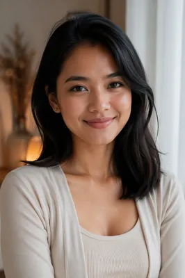 Warm Smiling Southeast Asian Woman Portrait