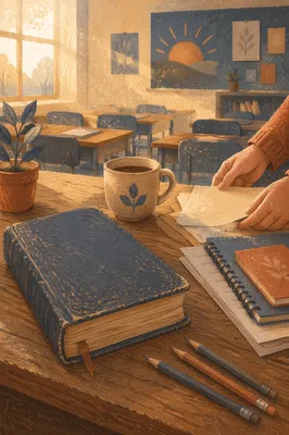 Morning Bible on Teacher Desk