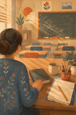 Quiet Morning Teacher Bible Classroom Scene