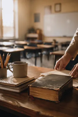 Morning Bible on Teacher Desk