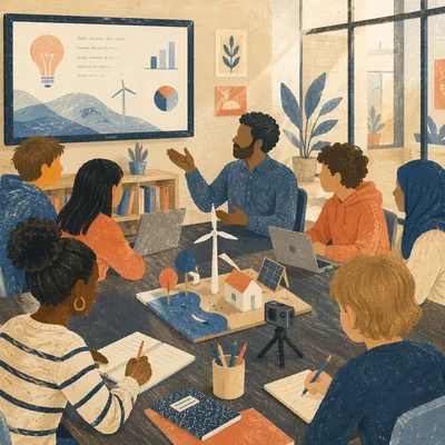 Teacher Guiding Diverse Students in Classroom Lab