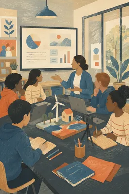 Teacher Guiding Diverse Students in Classroom