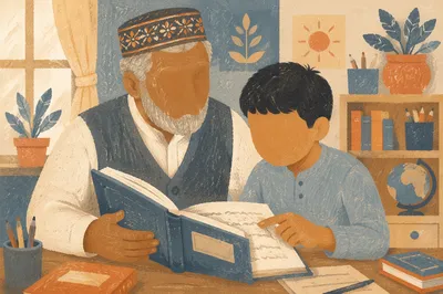 Diverse Teacher Helping Student Read