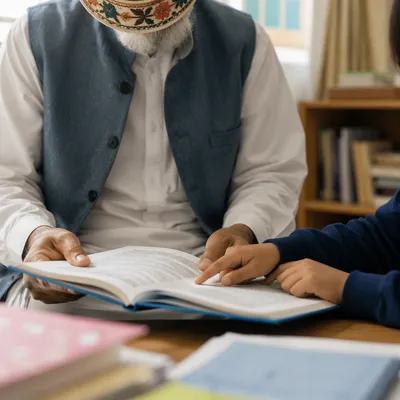Diverse Teacher Helping Student Read