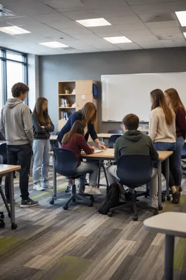 Teacher Helping Student in Diverse Classroom