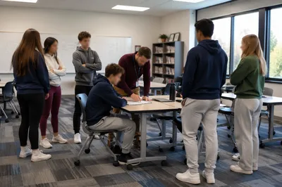 Diverse Teacher Supporting Student in Classroom