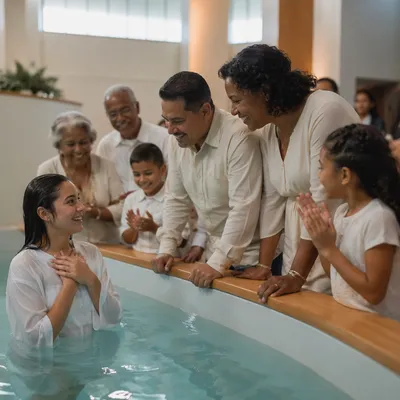 Teen Baptism Celebration with Family at Church