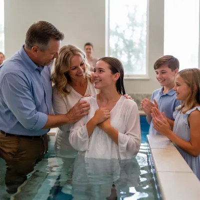 Teen Baptism Celebration with Family Indoors