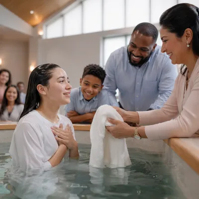 Teen Baptism Celebration with Family Indoors
