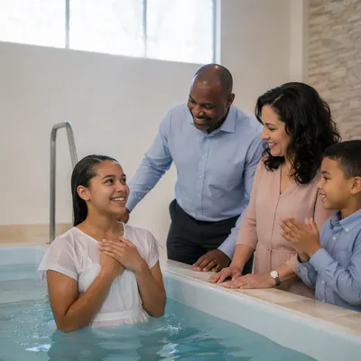 Teen Baptism Celebration with Family Indoors