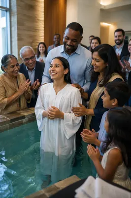 Teen Baptism Celebration by Church Pool