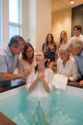 Teen Baptism Celebration With Family in Church