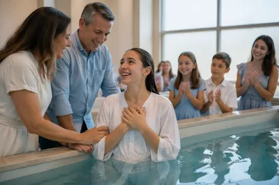 Teen Baptism Celebration with Family Indoors