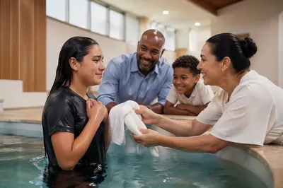 Teen Baptism Celebration with Family Indoors