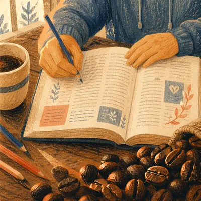 Teen Bible Journaling in Cozy Coffee Shop