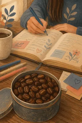 Teen Bible Journaling in Cozy Coffee Shop