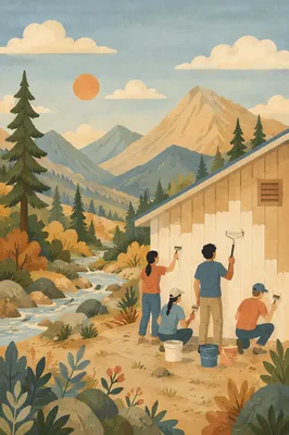 Teen Mission Trip Painting Rural Building