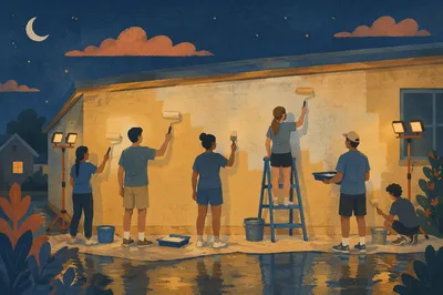 Teen Mission Trip Painting at Blue Hour