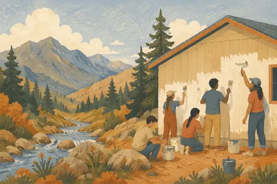Teen Mission Trip Painting Rural Building