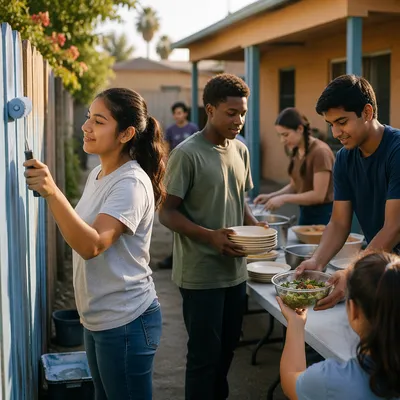 Teens Serving and Painting on Mission Trip