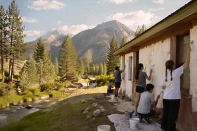 Teen Mission Trip Painting Rural Building