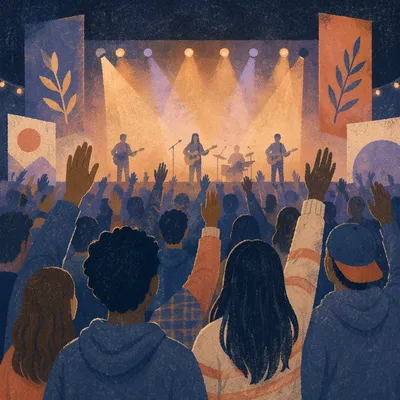 Raised Hands at Indoor Concert Stage