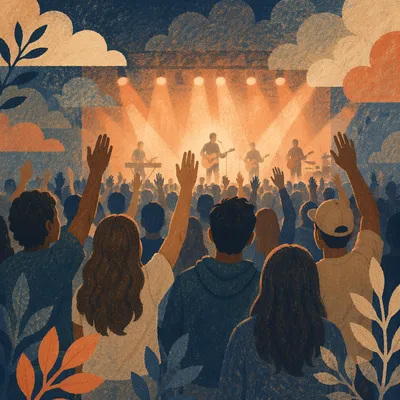 Raised Hands at Concert Crowd