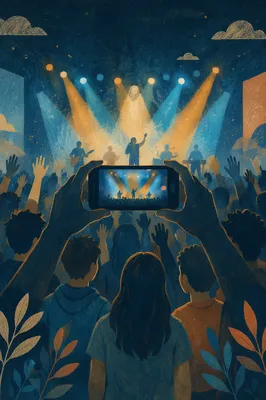 Smartphone Recording Concert Crowd and Stage Lights